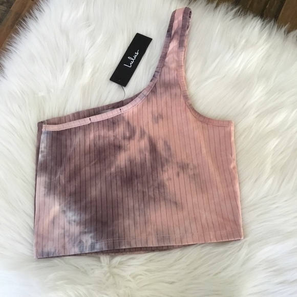 Lulus Tell My Mood Purple Tie Dye One Shoulder Cropped Tank Top Size S - Picture 4 of 6